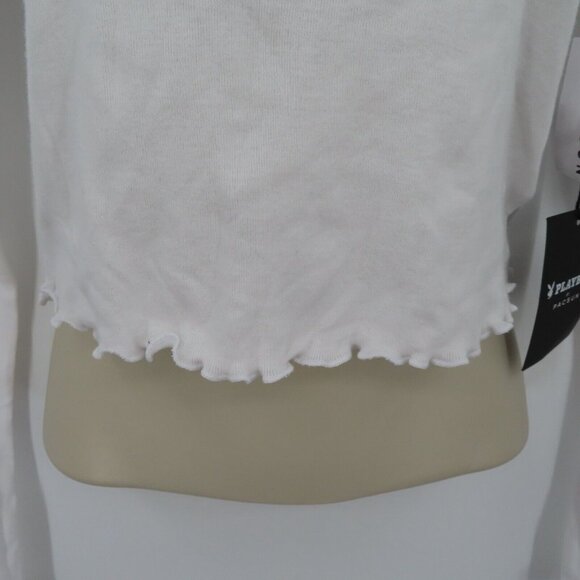 Pacsun Playboy Club Womens Small Ruffle Hem Long Sleeve Crop Tee T Shirt Top NEW - Picture 5 of 13